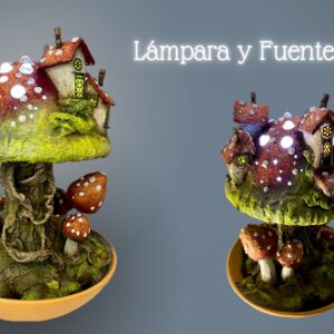 Lámpara y fuente de agua